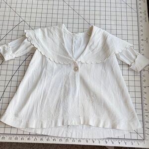 Antique Baby Jacket with Scalloped Sailor Collar – Edwardian White Cotton